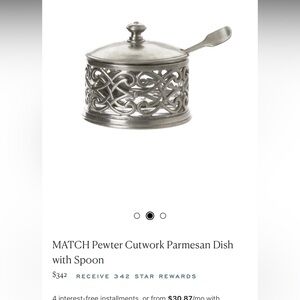 Match Pewter Cutwork Parmesan Dish with Spoon